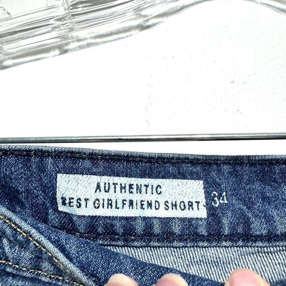 Gap Authentic Girlfriend High Rise Cutoff Medium Wash Denim Jean Shorts size 34 - Picture 3 of 5